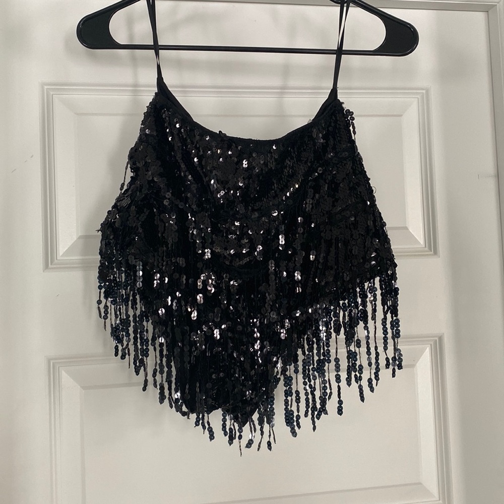High-waisted sequin bottoms